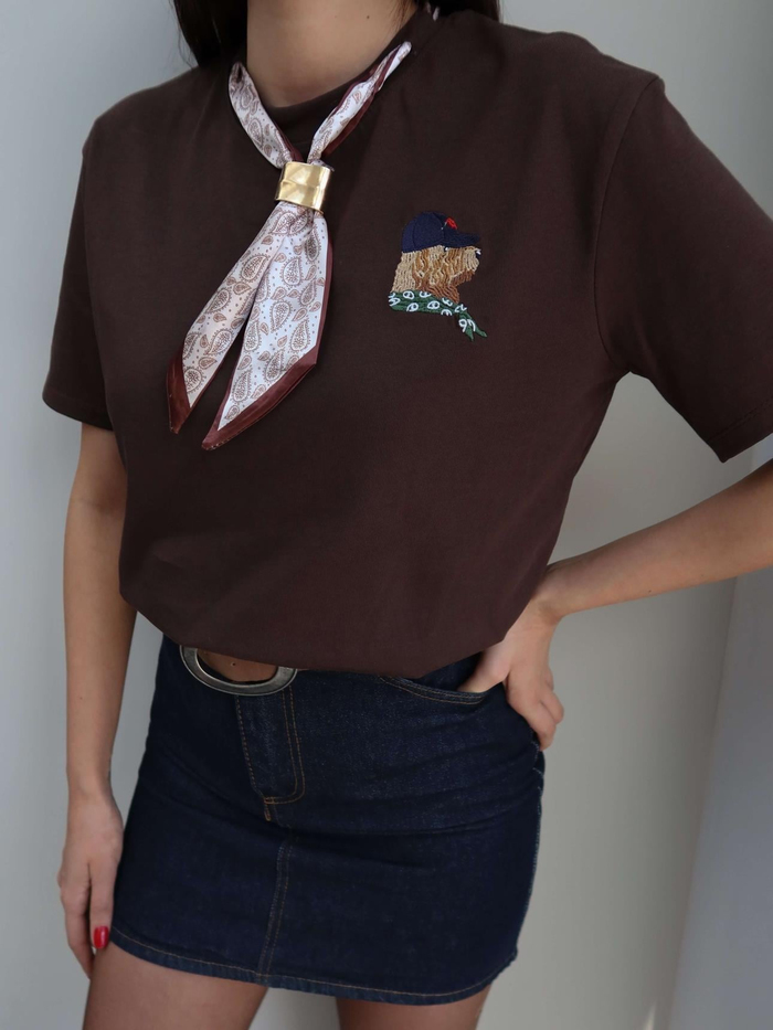 Fular Detay Aksesuarlı Tshirt