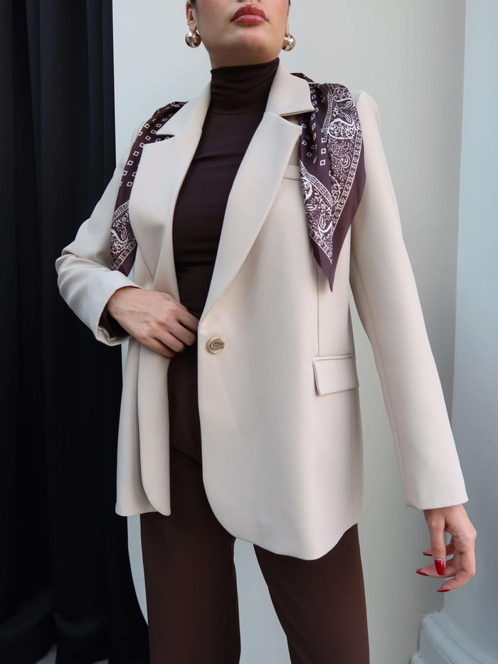 Fular Detay Blazer Ceket