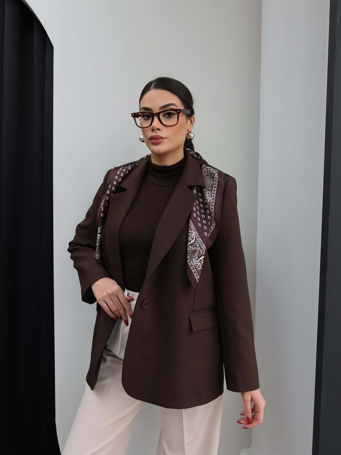 Fular Detay Blazer Ceket