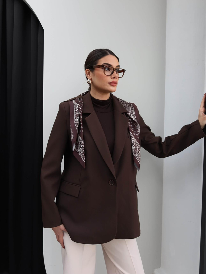 Fular Detay Blazer Ceket