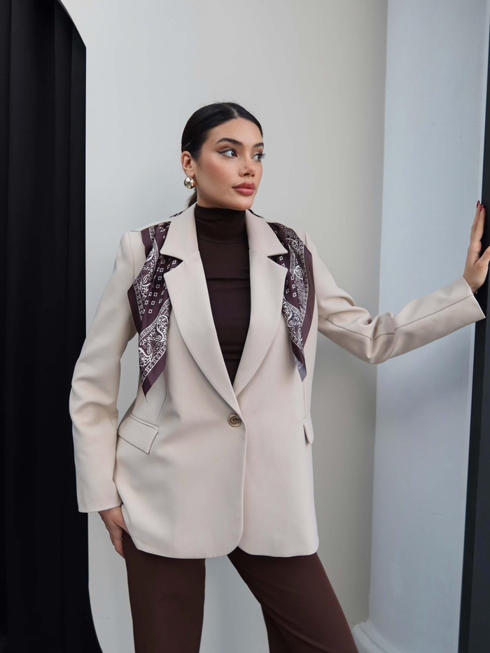 Fular Detay Blazer Ceket