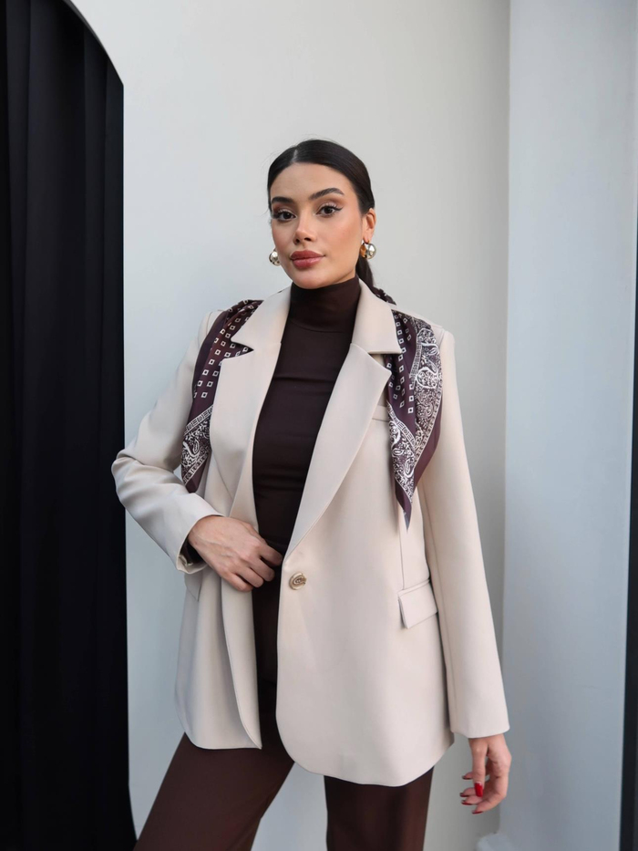 Fular Detay Blazer Ceket