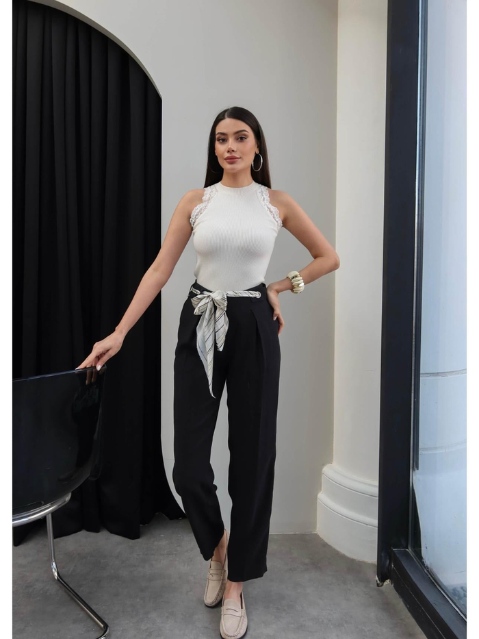 Fular Kemerli Havuç Pantolon