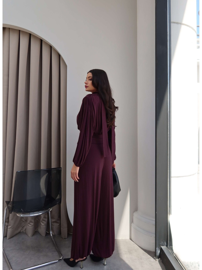 Fularlı Vatkalı Bluz Pantolon Takım