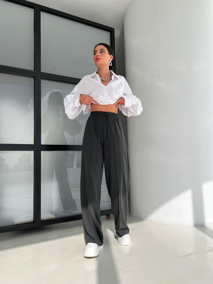 Füme Front Seam Baggy Pantolon