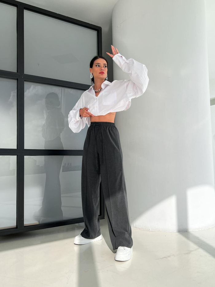 Füme Front Seam Baggy Pantolon