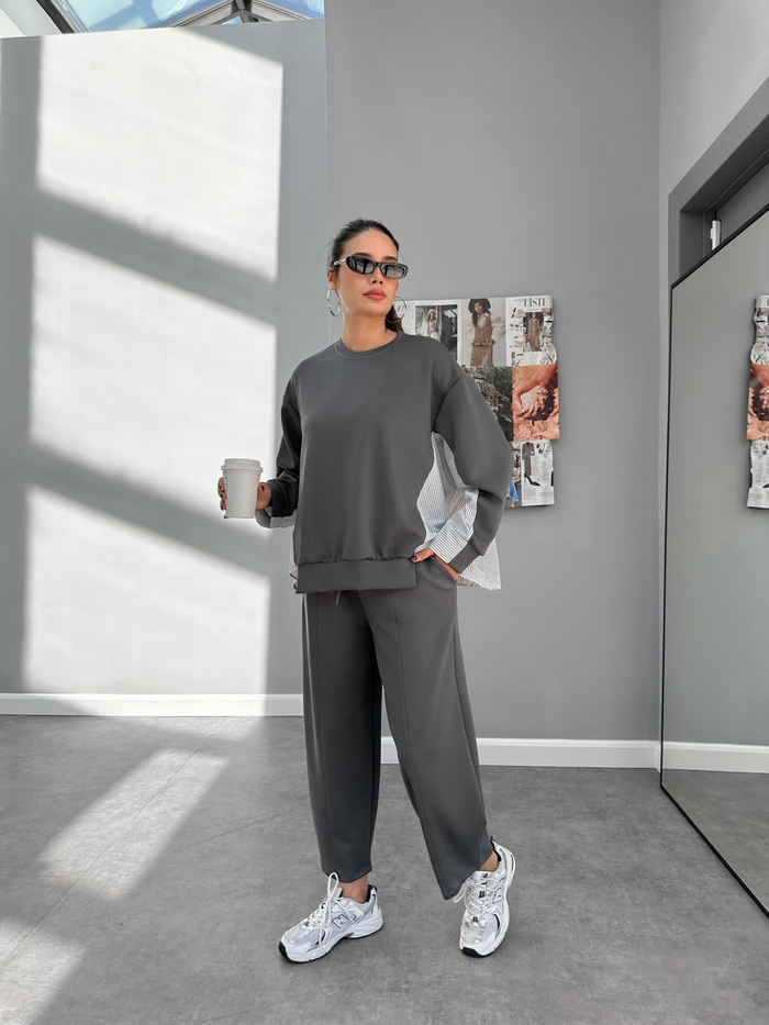 Füme Garnili Oversize Takım