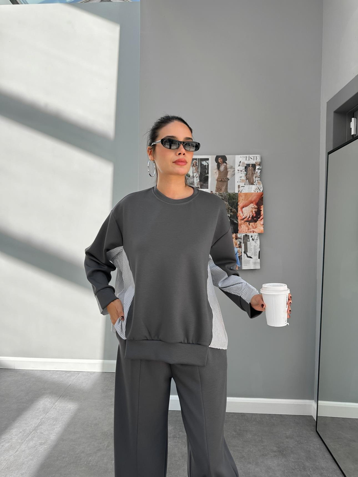 Füme Garnili Oversize Takım
