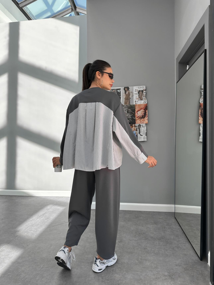 Füme Garnili Oversize Takım
