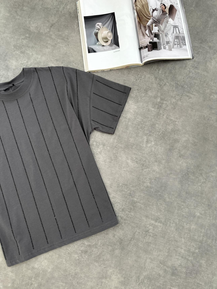 Füme Taş Çizgili Tshirt