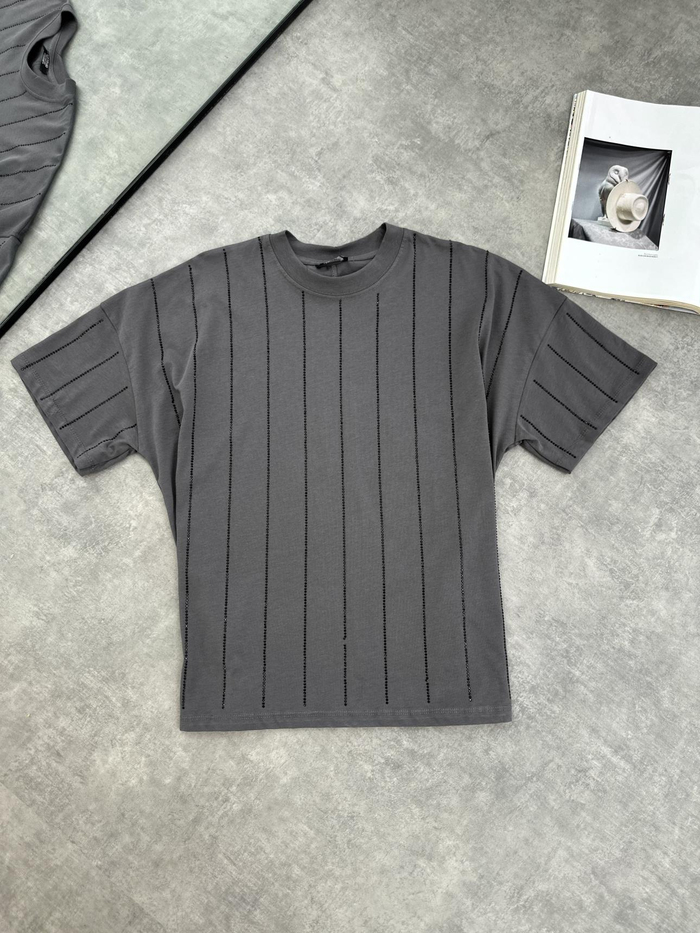 Füme Taş Çizgili Tshirt
