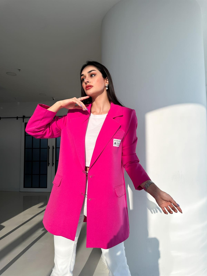 Fuşya Çengel Detay Blazer Ceket
