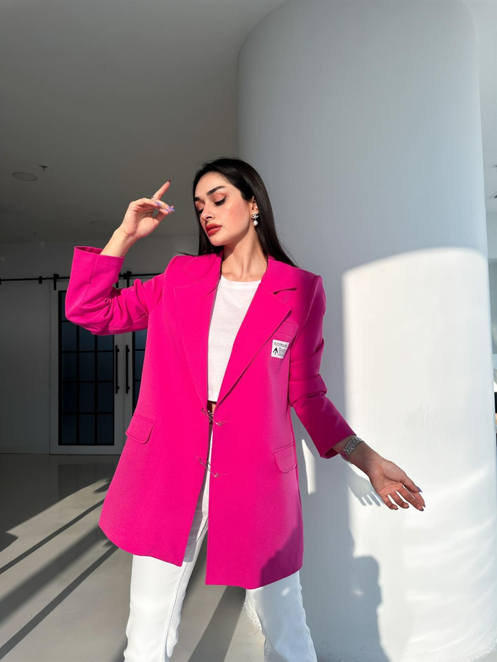 Fuşya Çengel Detay Blazer Ceket