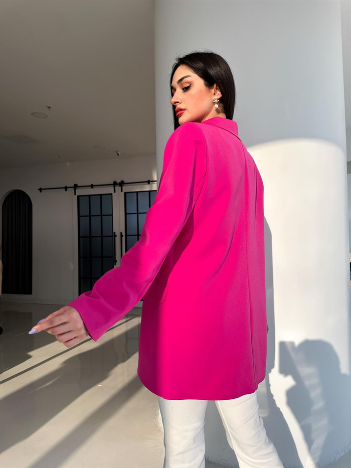 Fuşya Çengel Detay Blazer Ceket