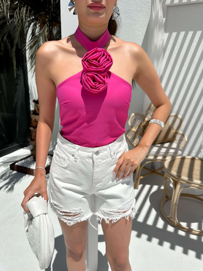 Fuşya Rose Detaylı Bluz