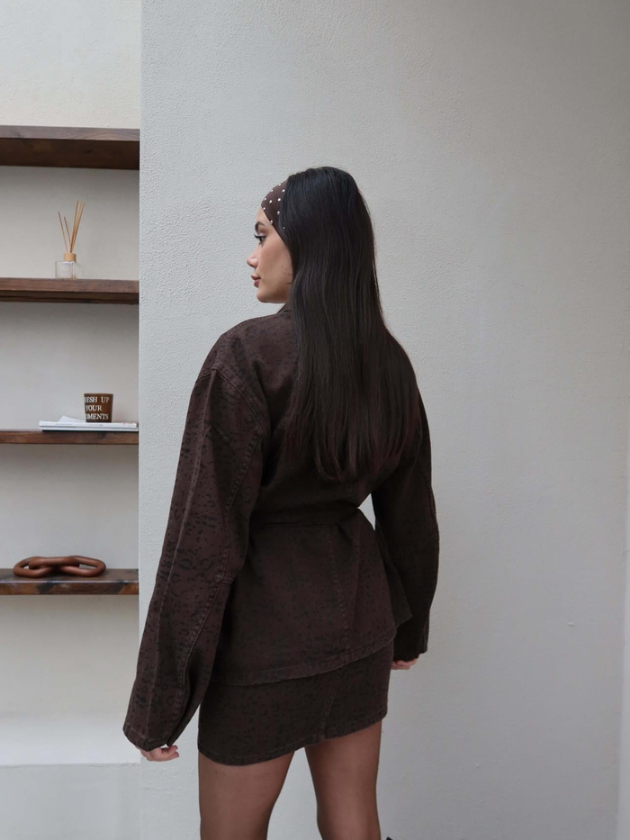Gabardin Leo Desen Kuşaklı Ceket