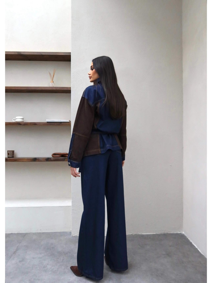 Garnili Denim Kuşaklı İkili Takım