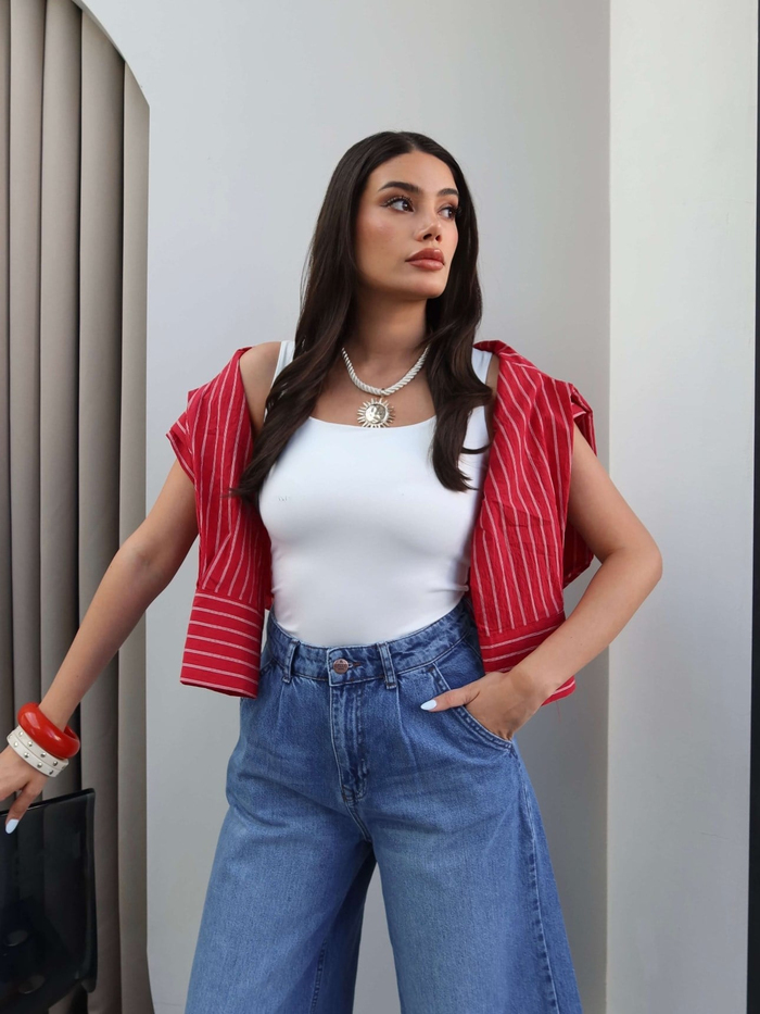 Geniş Paça Kapri Jean