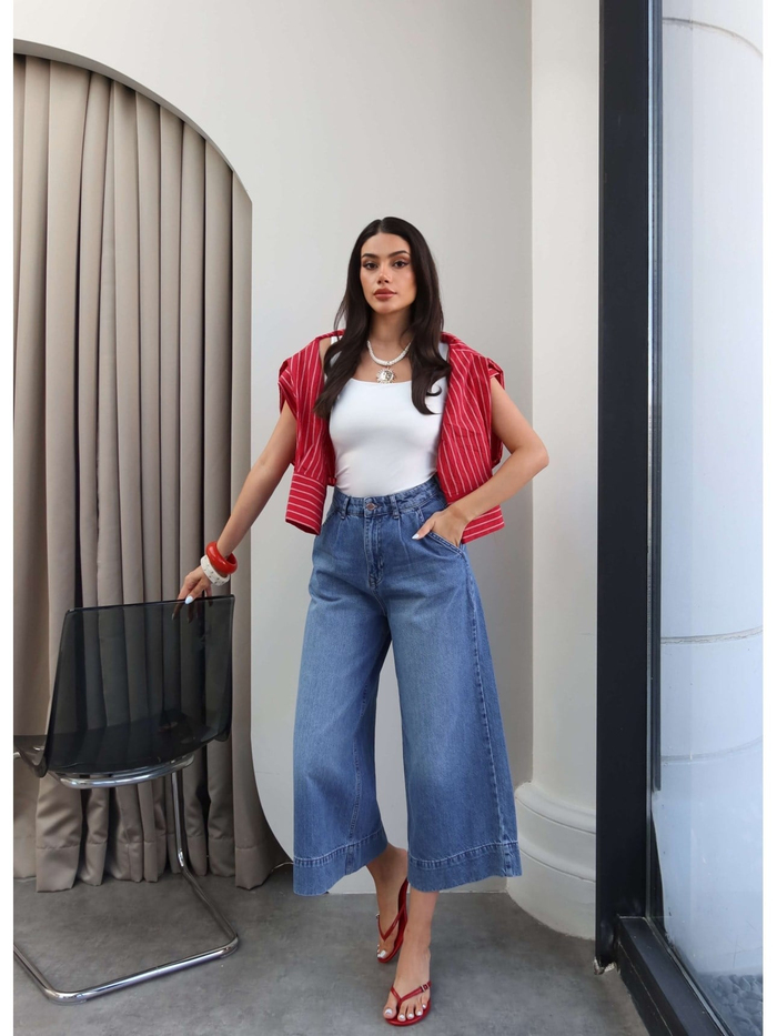 Geniş Paça Kapri Jean