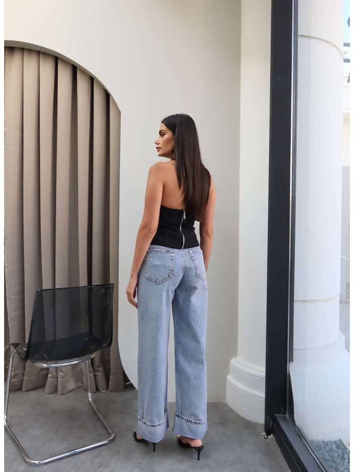 Geniş Paça Kıvrık Jean