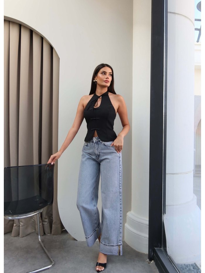 Geniş Paça Kıvrık Jean