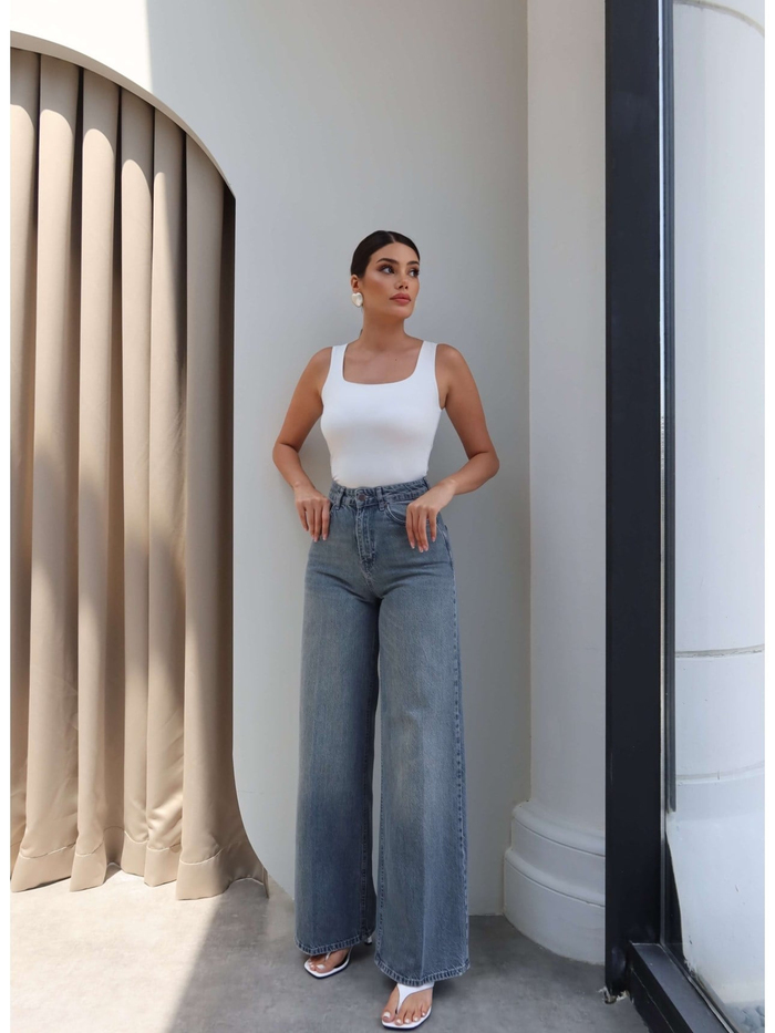 Geniş Paça Yüksek Bel Jean