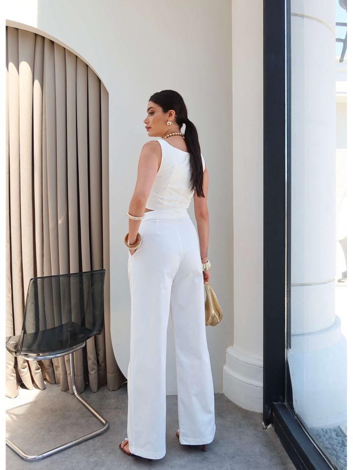 Gold Aksesuarlı Bluz Pantolon Takım
