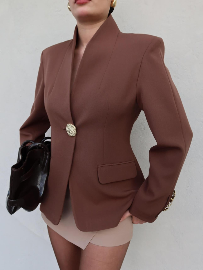 Gold Düğmeli Blazer Ceket