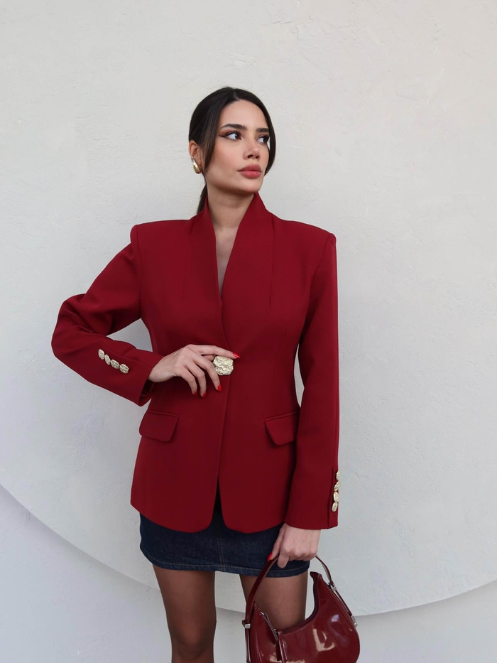 Gold Düğmeli Blazer Ceket