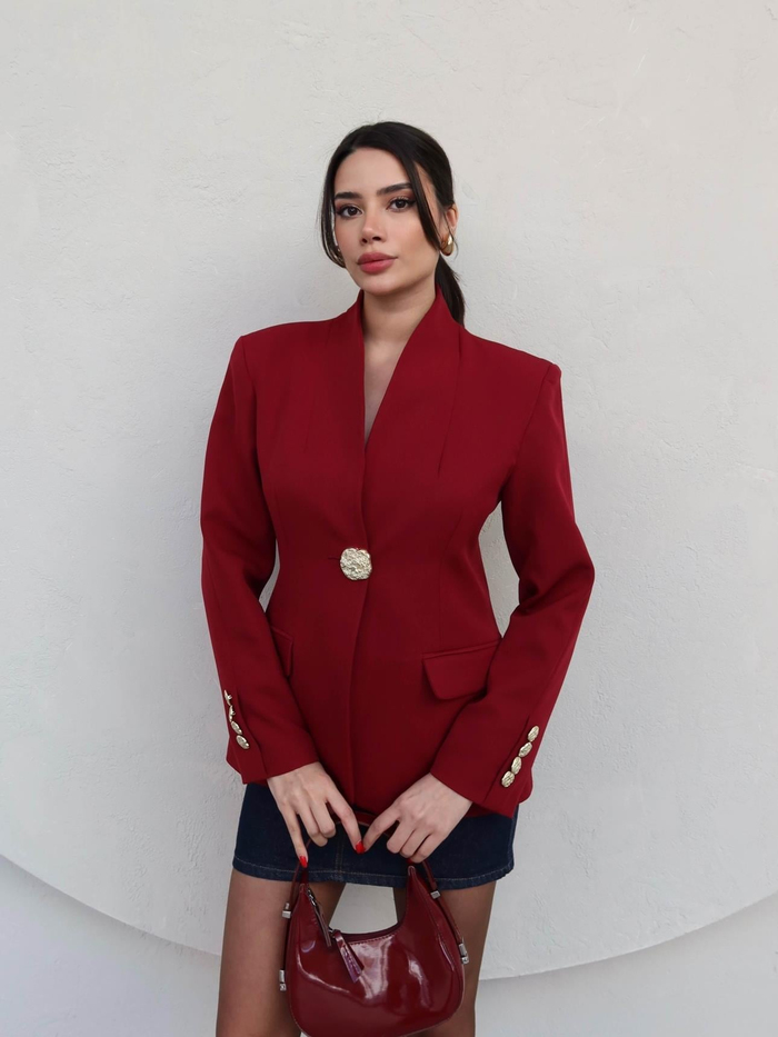 Gold Düğmeli Blazer Ceket