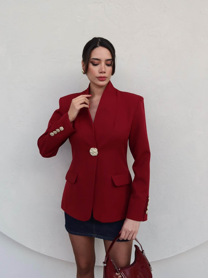 Gold Düğmeli Blazer Ceket