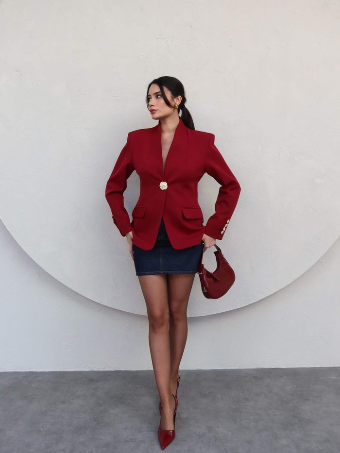 Gold Düğmeli Blazer Ceket