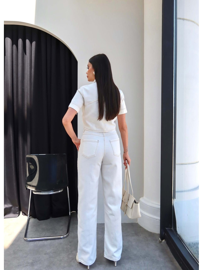 Gold Düğmeli Denim Ceket Pantolon Takım