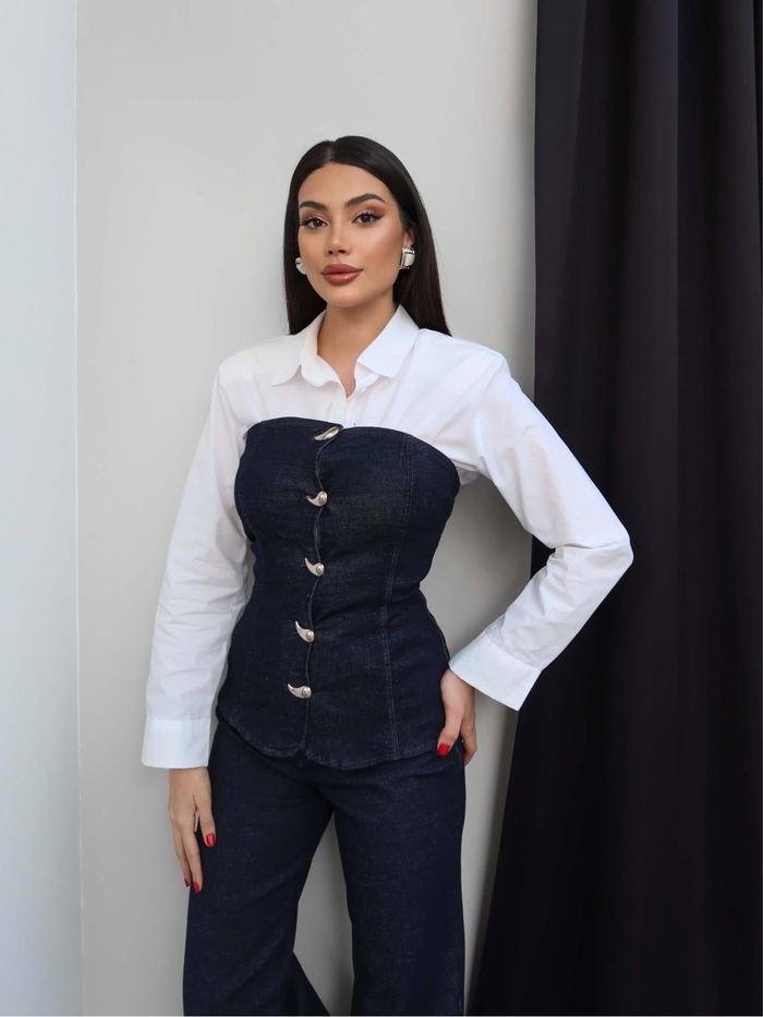Gold Düğmeli Straplez Takım