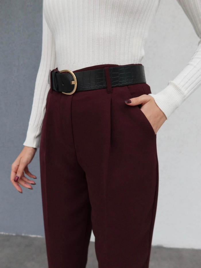 Gold Toka Kemerli Piliseli Pantolon