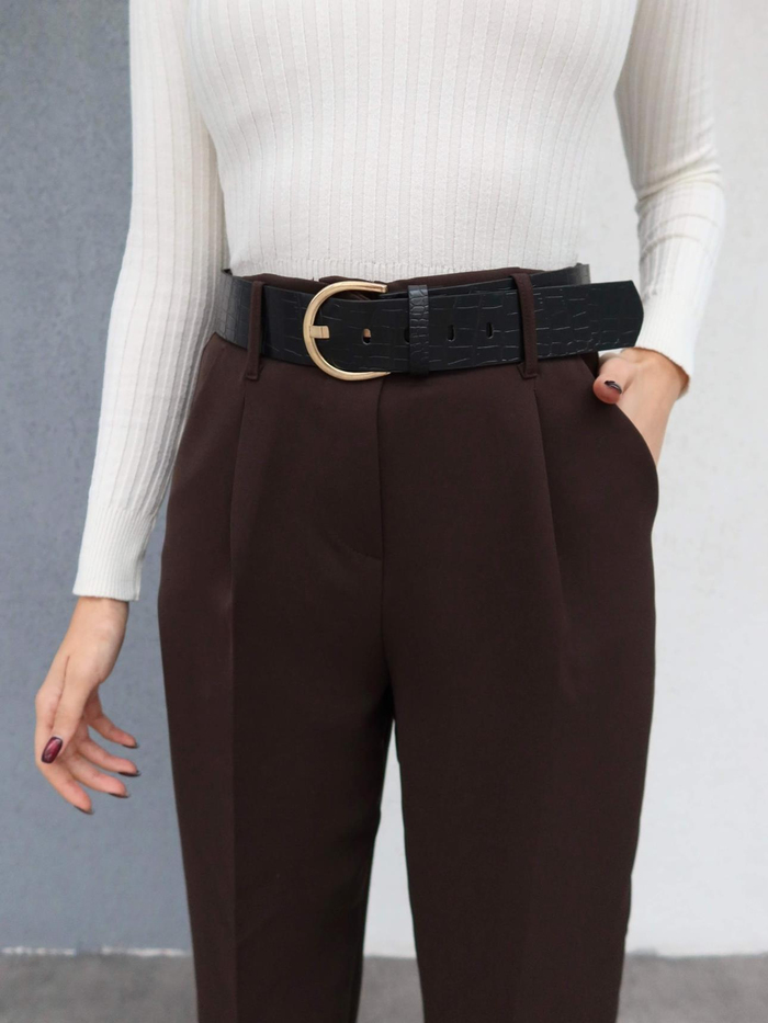 Gold Toka Kemerli Piliseli Pantolon