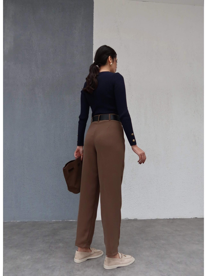 Gold Toka Kemerli Piliseli Pantolon