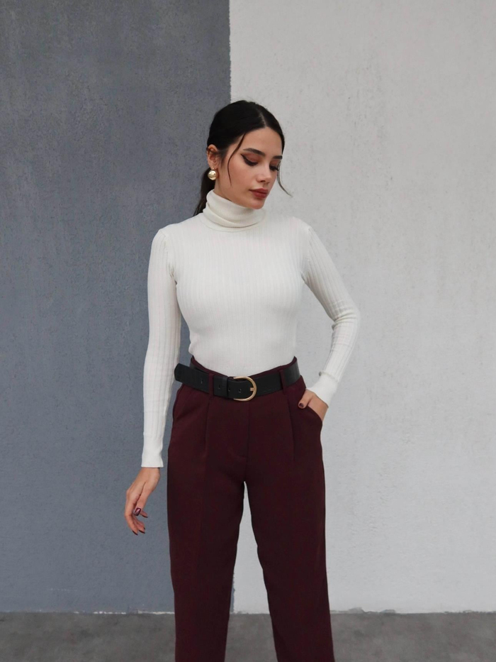 Gold Toka Kemerli Piliseli Pantolon