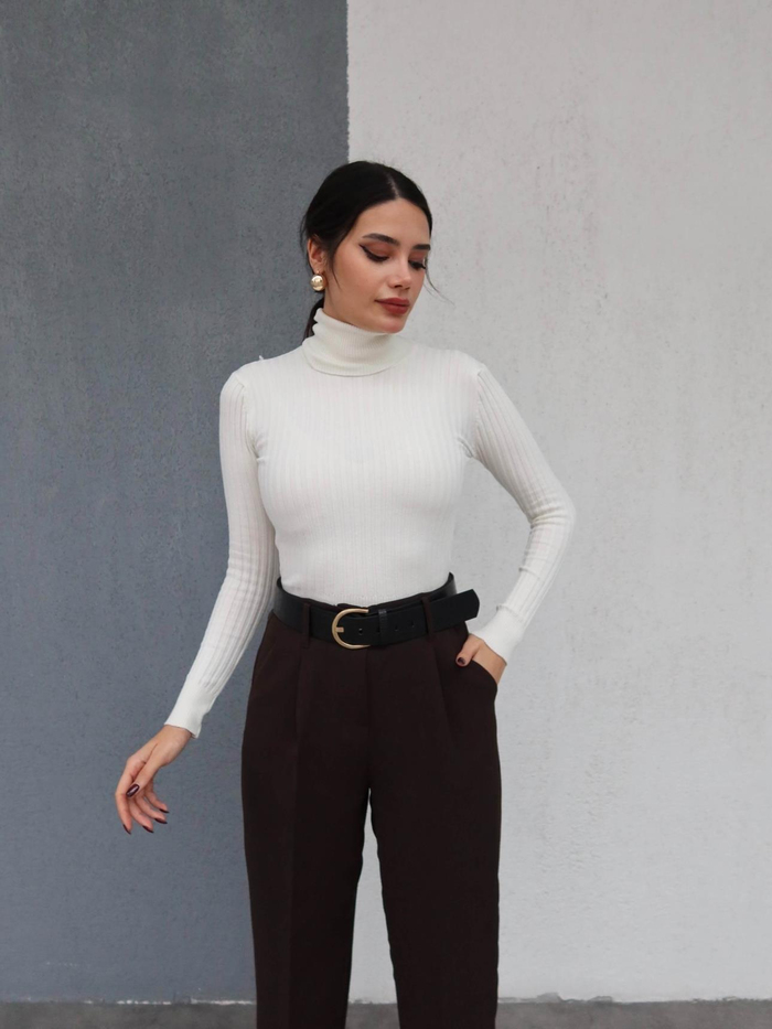 Gold Toka Kemerli Piliseli Pantolon