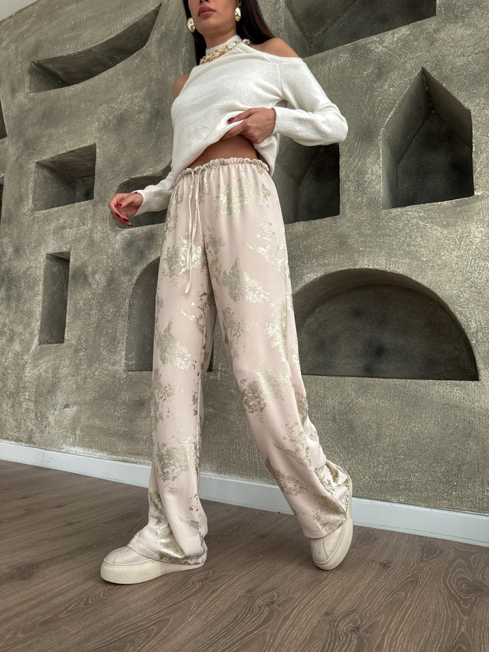Gold Varak Baskılı Pantolon