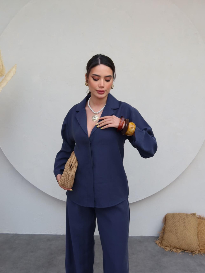 Gömlek Yaka Tencel Pantolon Takım