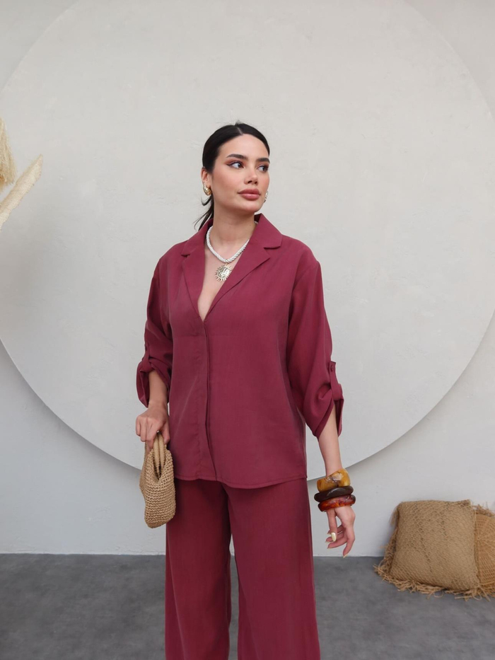 Gömlek Yaka Tencel Pantolon Takım