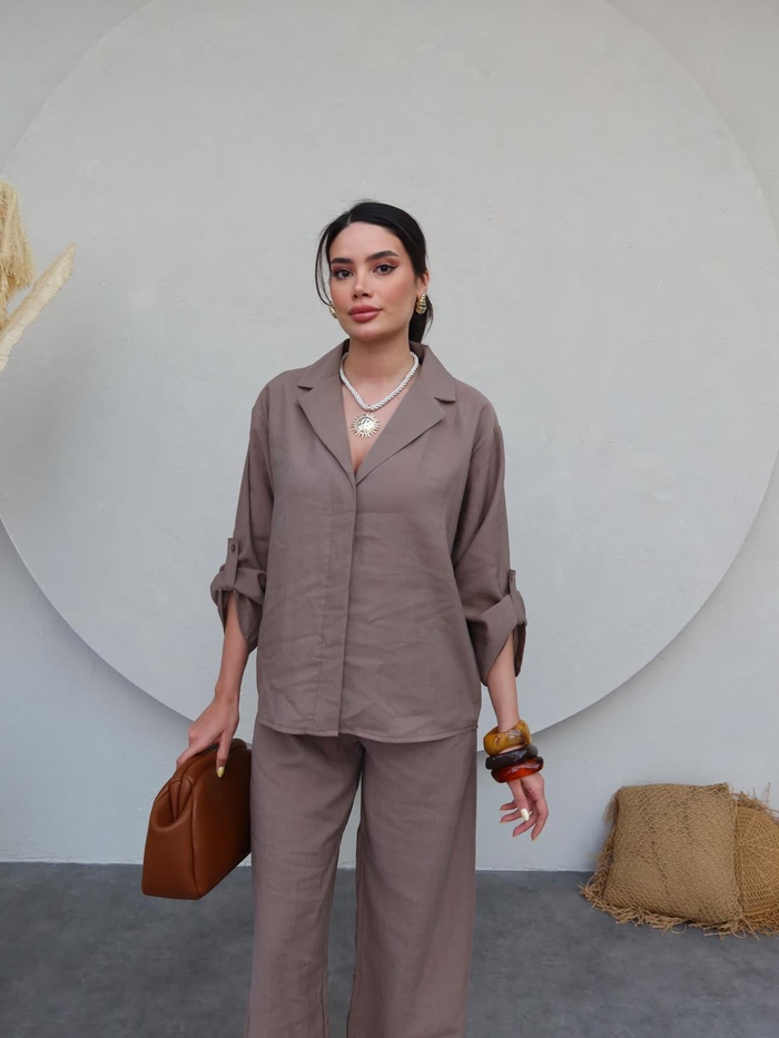 Gömlek Yaka Tencel Pantolon Takım