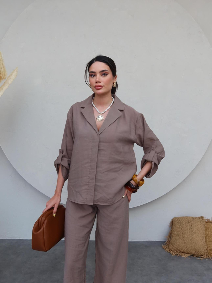 Gömlek Yaka Tencel Pantolon Takım
