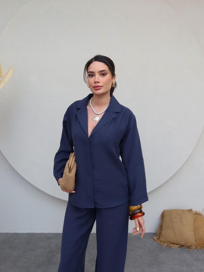 Gömlek Yaka Tencel Pantolon Takım
