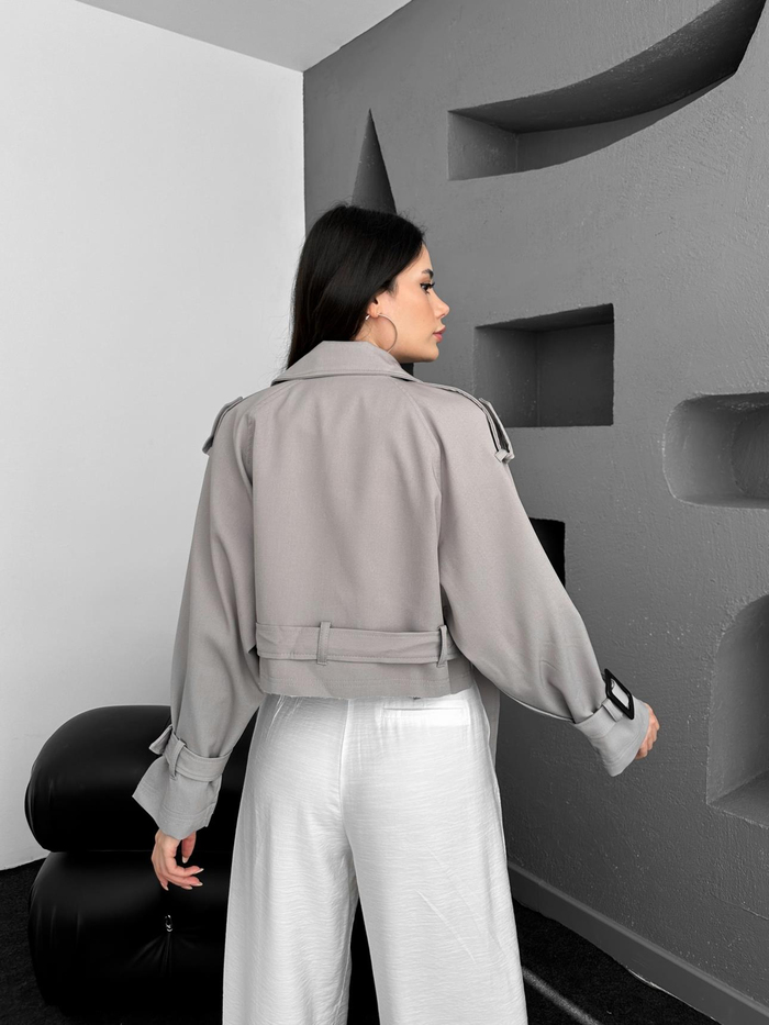 Grey Parkas Kısa Ceket