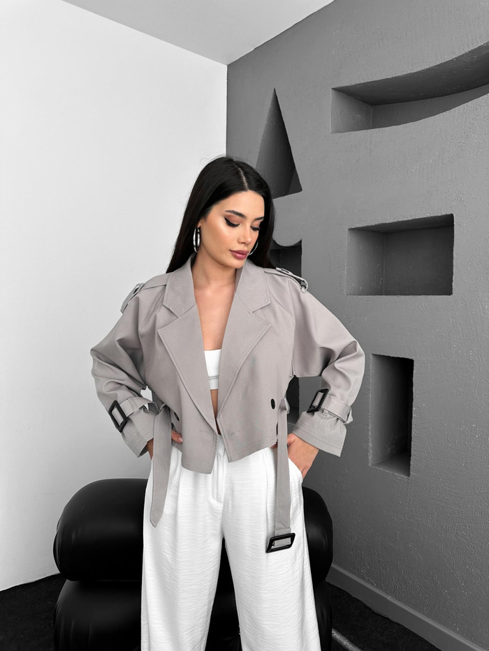 Grey Parkas Kısa Ceket