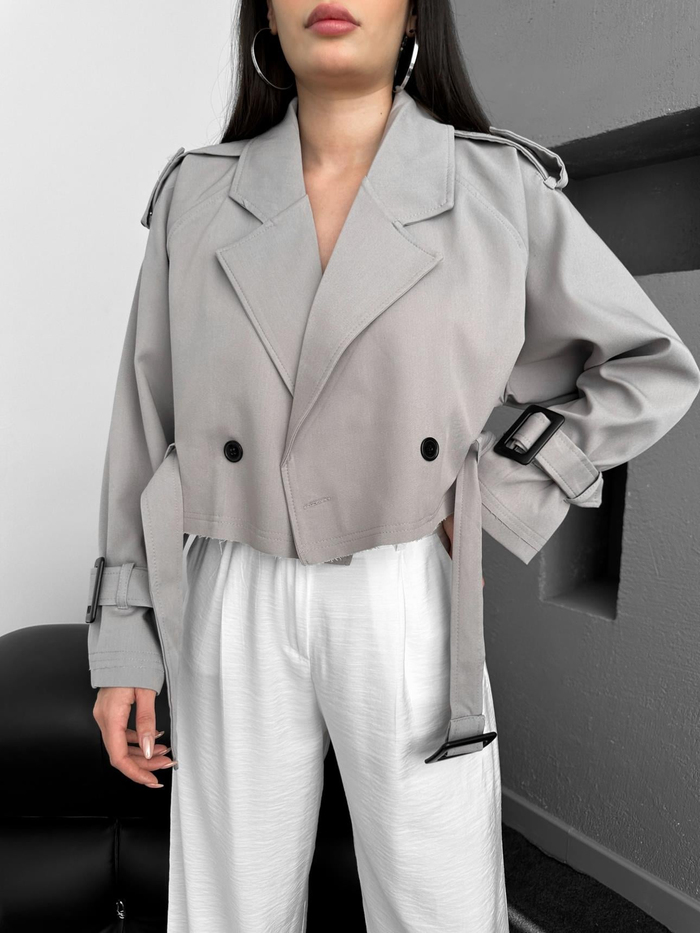 Grey Parkas Kısa Ceket