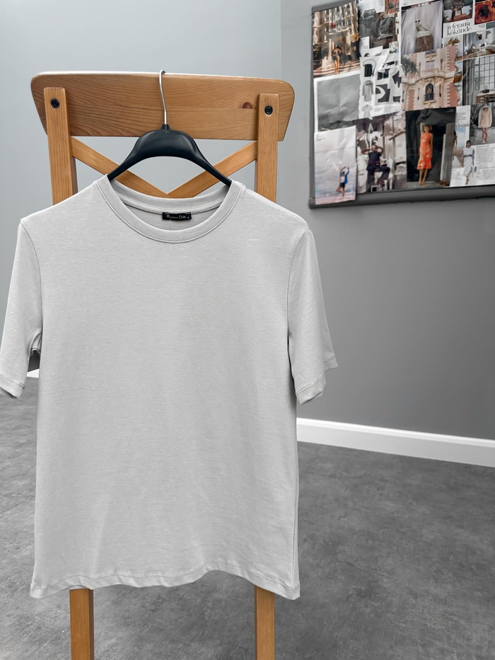 Gri Bisiklet Yaka Orj Tshirt