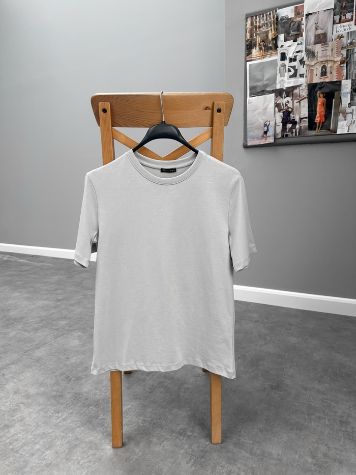 Gri Bisiklet Yaka Orj Tshirt